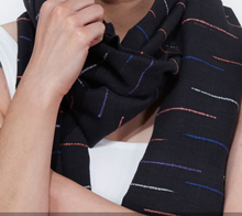 Malibu by SOSH - Handwoven Cotton Scarf, Black w/ Stripes