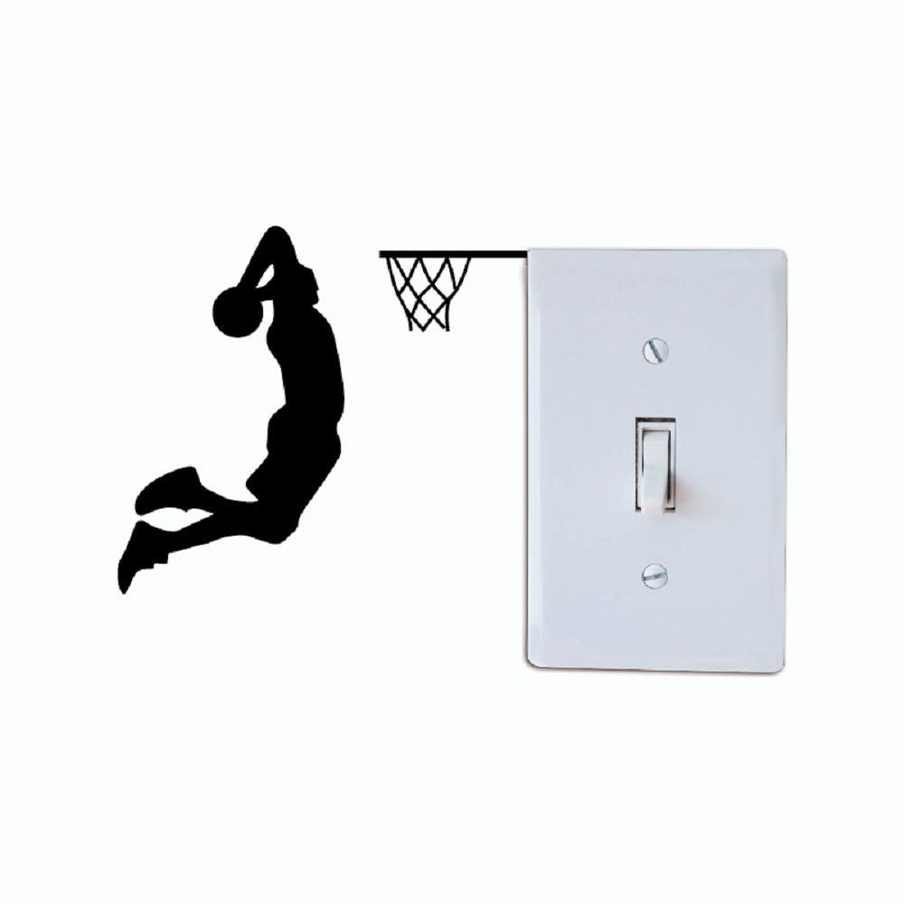 Basketball Player Dunk Silhouette Light Switch Sticker - Vinyl Wall Decor