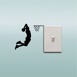 Basketball Player Dunk Silhouette Light Switch Sticker - Vinyl Wall Decor