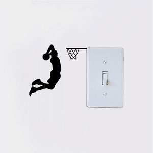 Basketball Player Dunk Silhouette Light Switch Sticker - Vinyl Wall Decor