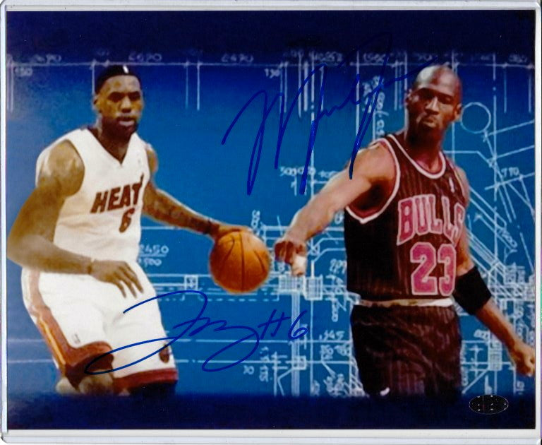LeBron James & Michael Jordan Autographed 8x10 Photograph - Basketball Memorabilia