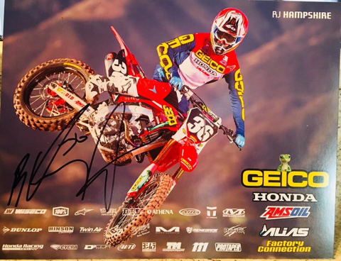 RJ Hampshire Supercross Autographed 8.5x11 Photograph
