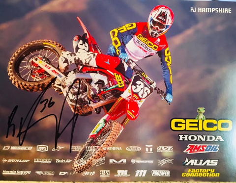 RJ Hampshire Supercross Autographed 8.5x11 Photograph