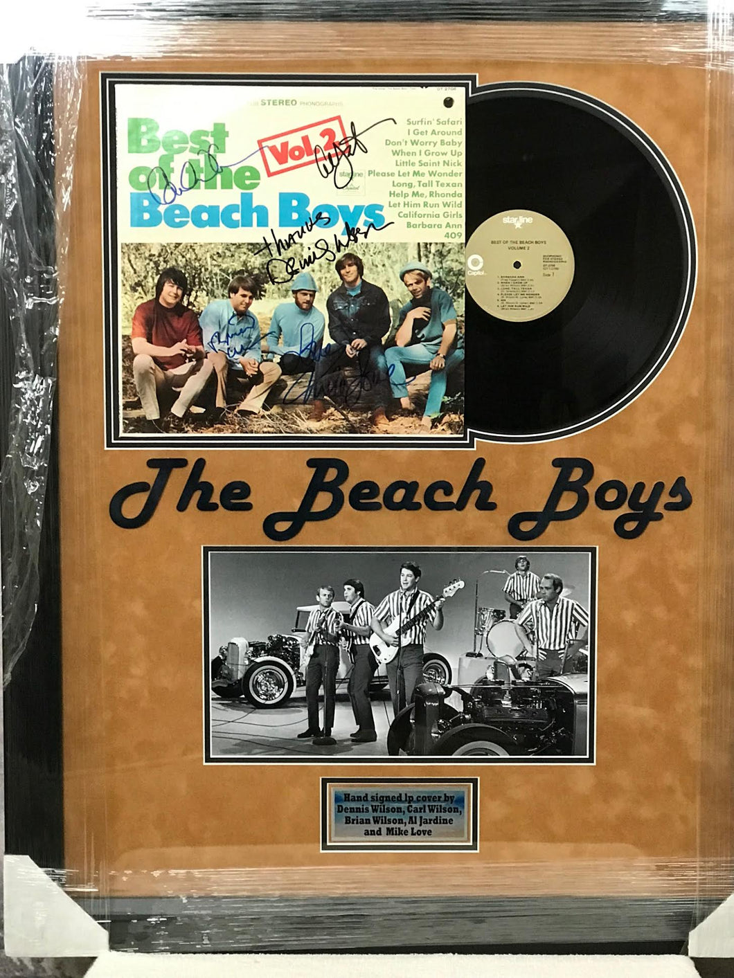 Best of Beach Boys Vol 2 Band Autographed Album Cover (Custom Framed)