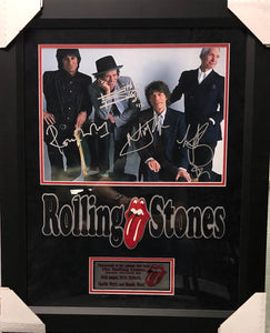 Rolling Stones Band Autographed 11x14 Photograph (Custom Framed)