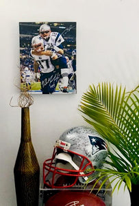 Rob Gronkowski and Tom Brady NE Patriots Facsimile Autograph 11x14 Canvas Print Wall Art