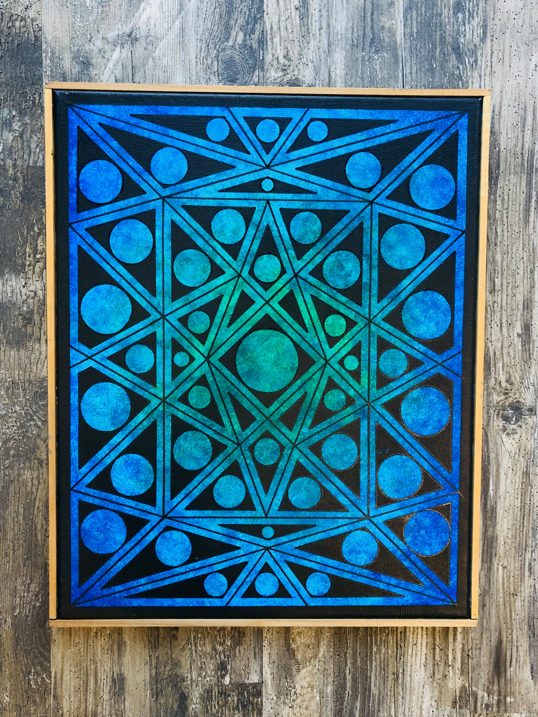 Blue Green Geometric 20x16