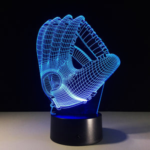 Baseball Glove 3D Hologram Illusion LED Light Color changing with USB Charger