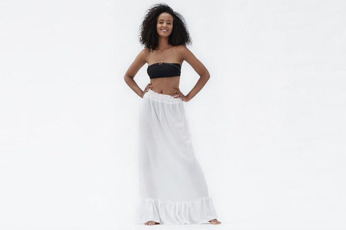 Sosh Dustin Drawstring Cotton Skirt - OS White