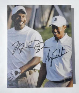 Tiger Woods & Michael Jordan Facsimile Autograph 11x14 Canvas Print Wall Art