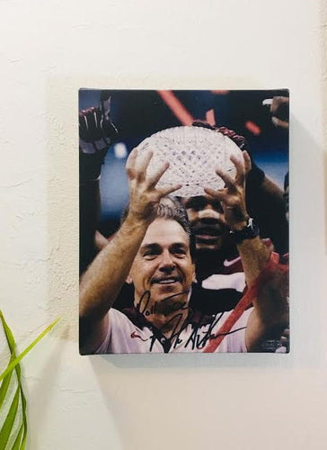 Nick Saban Alabama Crimson Tide Facsimile Autograph 8x10 Canvas Print Wall Art