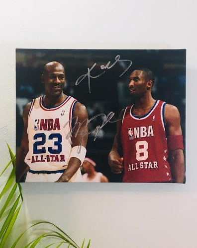 Kobe Bryant & Michael Jordan Facsimile Autograph 11x14 Canvas Print Wall Art
