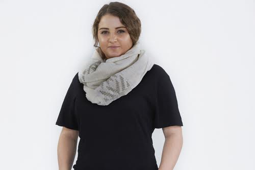 Baker by SOSH - Handwoven Cotton Scarf, Color Beige