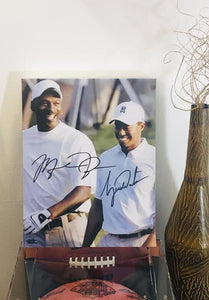 Tiger Woods & Michael Jordan Facsimile Autograph 11x14 Canvas Print Wall Art