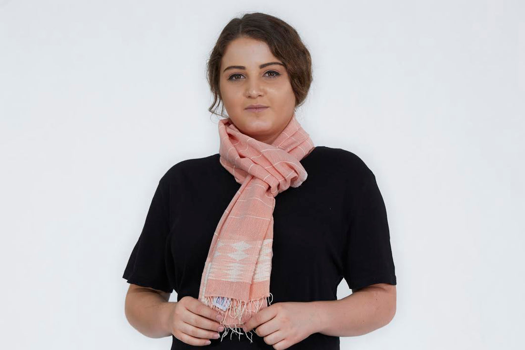 Stinson by SOSH - Handwoven Cotton Scarf, Salmon