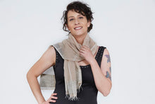 Laguna by SOSH - Handwoven Cotton & Silk Scarf, Color Beige