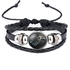 Game of Thrones House Stark Wolf Leather Bracelets