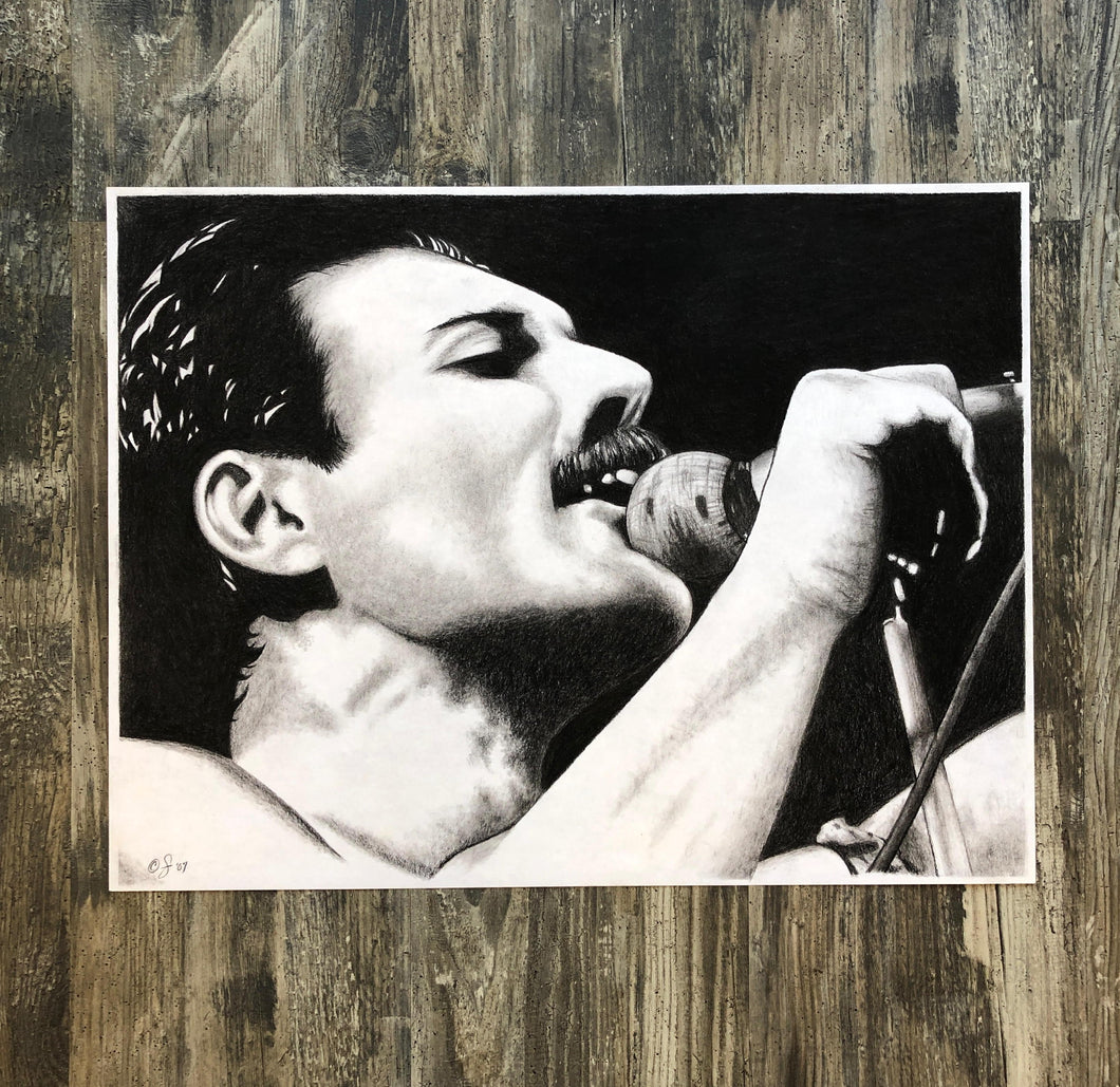 FREDDIE MERCURY Charcoal Sketch