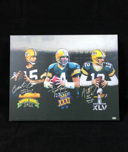 Green Bay Packers Quarterbacks Facsimile Autograph 11x14 Canvas Wall Art