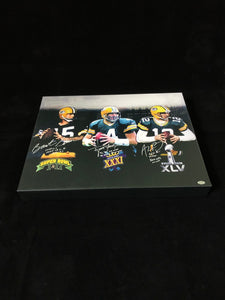 Green Bay Packers Quarterbacks Facsimile Autograph 11x14 Canvas Wall Art