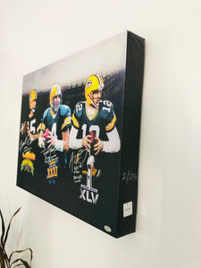 Green Bay Packers Quarterbacks Facsimile Autograph 11x14 Canvas Wall Art