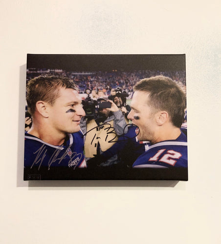 Rob Gronkowski & Tom Brady Facsimile Autograph 11x14 Canvas Print Wall Art