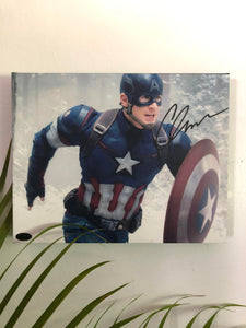 Captain America Chris Evans Facsimile Autograph 11x14 Canvas Print Wall Art