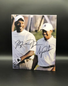 Tiger Woods & Michael Jordan Facsimile Autograph 11x14 Canvas Print Wall Art