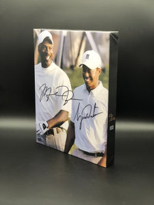 Tiger Woods & Michael Jordan Facsimile Autograph 11x14 Canvas Print Wall Art