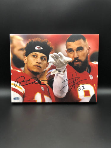 Patrick Mahomes & Travis Kelce Kansas City Chiefs Facsimile Autograph 11x14 Canvas Print Wall Art