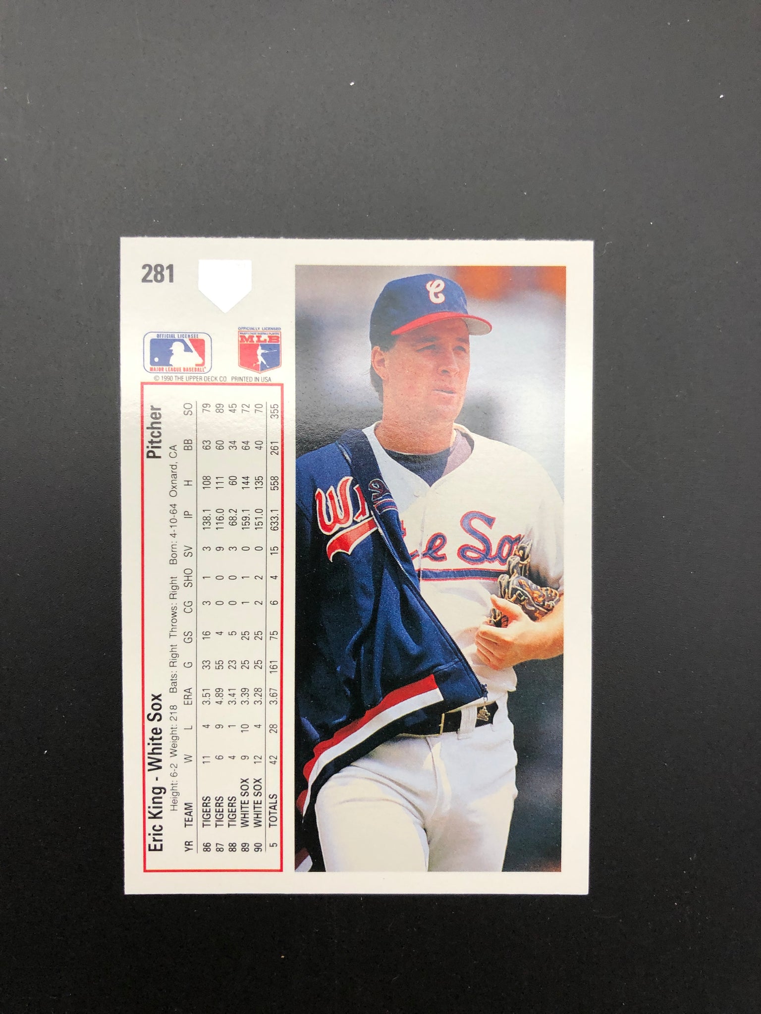 281 Eric King White Sox 1991 Upper Deck Baseball Trading Card