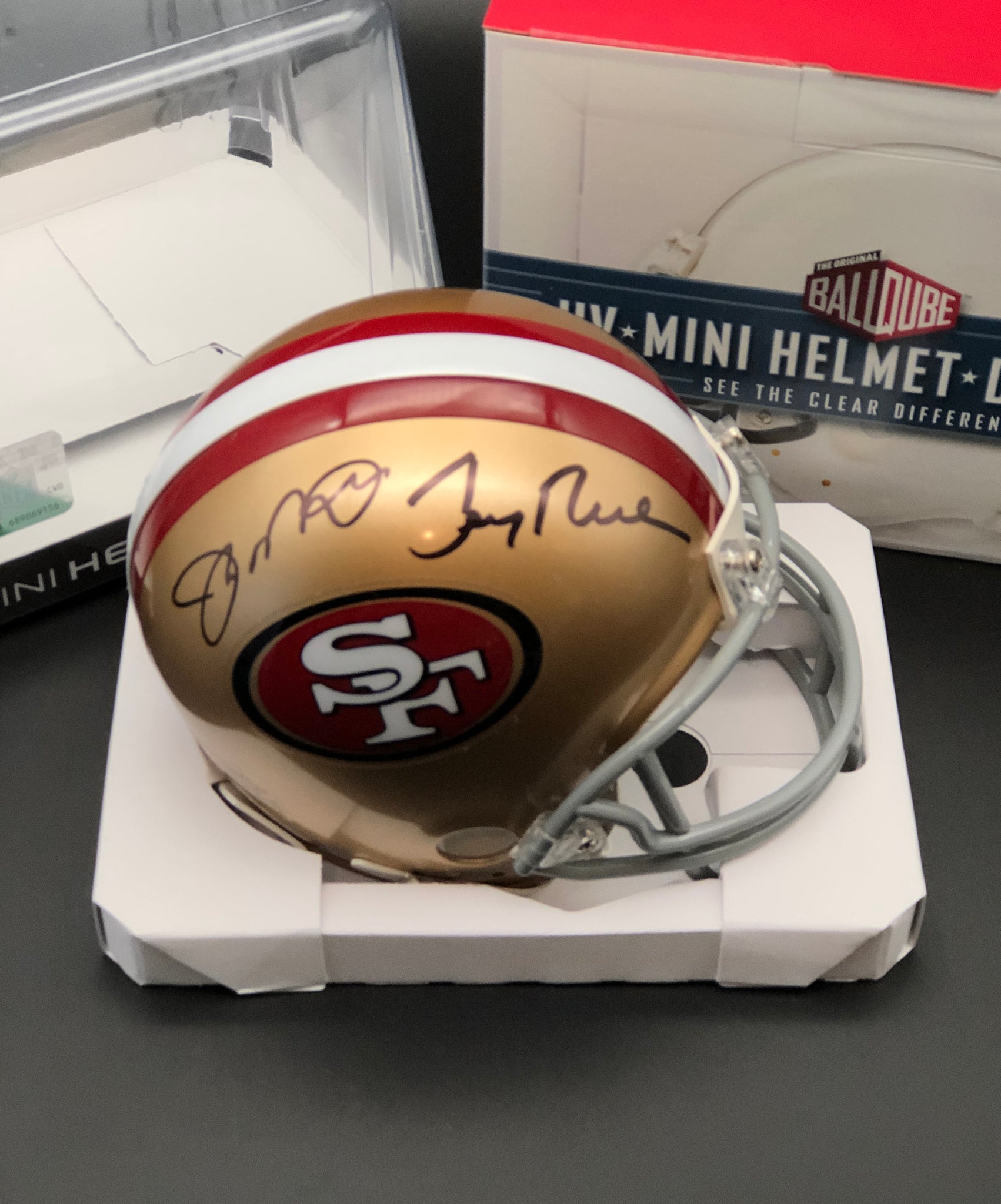 Joe montana and jerry rice hot sale autographed helmet