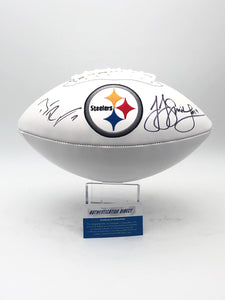 Ben Roethlisberger & JuJu Smith-Schuster Autographed Pittsburgh Steelers Logo Football
