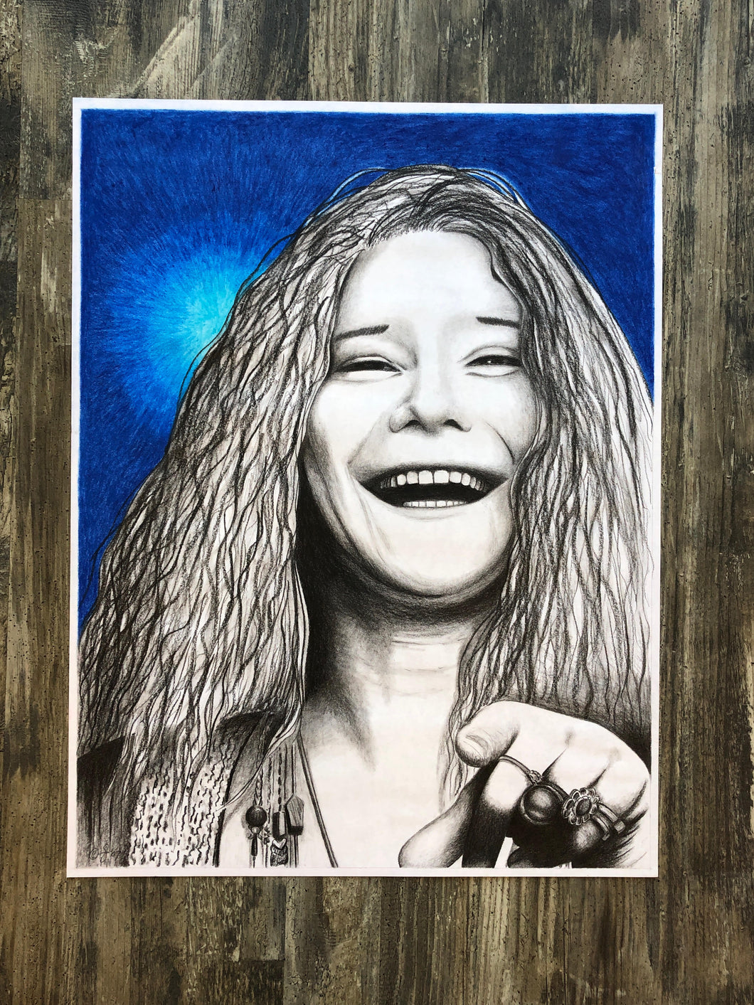 JANIS JOPLIN 18x24 Charcoal and Pastel Painting