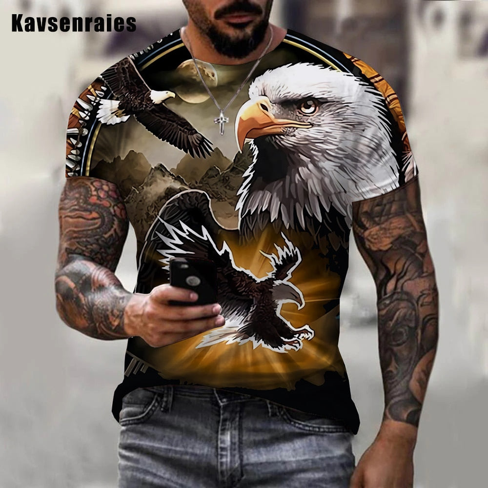3D American Bald Eagle Graphics  T-shirt Men
