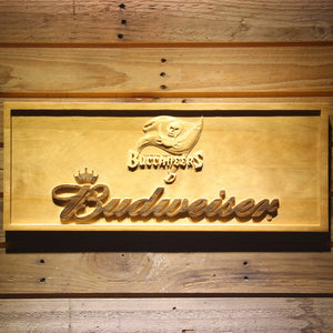 Tampa Bay Buccaneers Budweiser Beer 3D Wooden Bar Sign