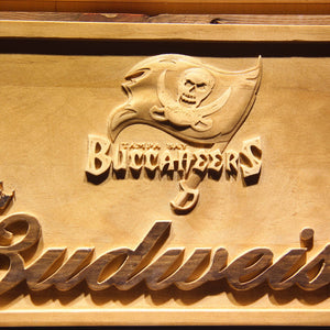 Tampa Bay Buccaneers Budweiser Beer 3D Wooden Bar Sign