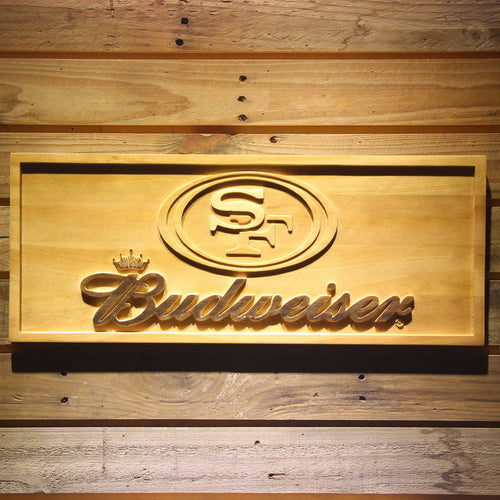 San Francisco 49ers Budweiser Beer 3D Wooden Bar Sign